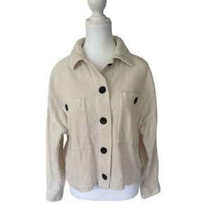 Zara cropped cotton corduroy shirt jacket color cream size XS like new condition